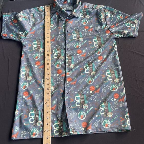 Marvel Guardians of the Galaxy Men Button Up Shirt Small Groot AOP Hawaiian Tiki - Picture 8 of 9